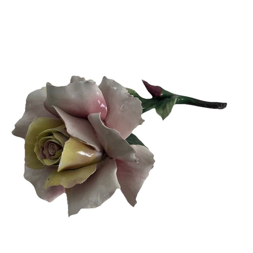 Collectible Napoleon Capodimonte Porcelain Double Rose Figurine Vintage Italian